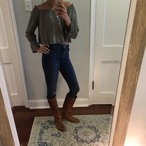 Lunik off the shoulder long sleeve crop top size S